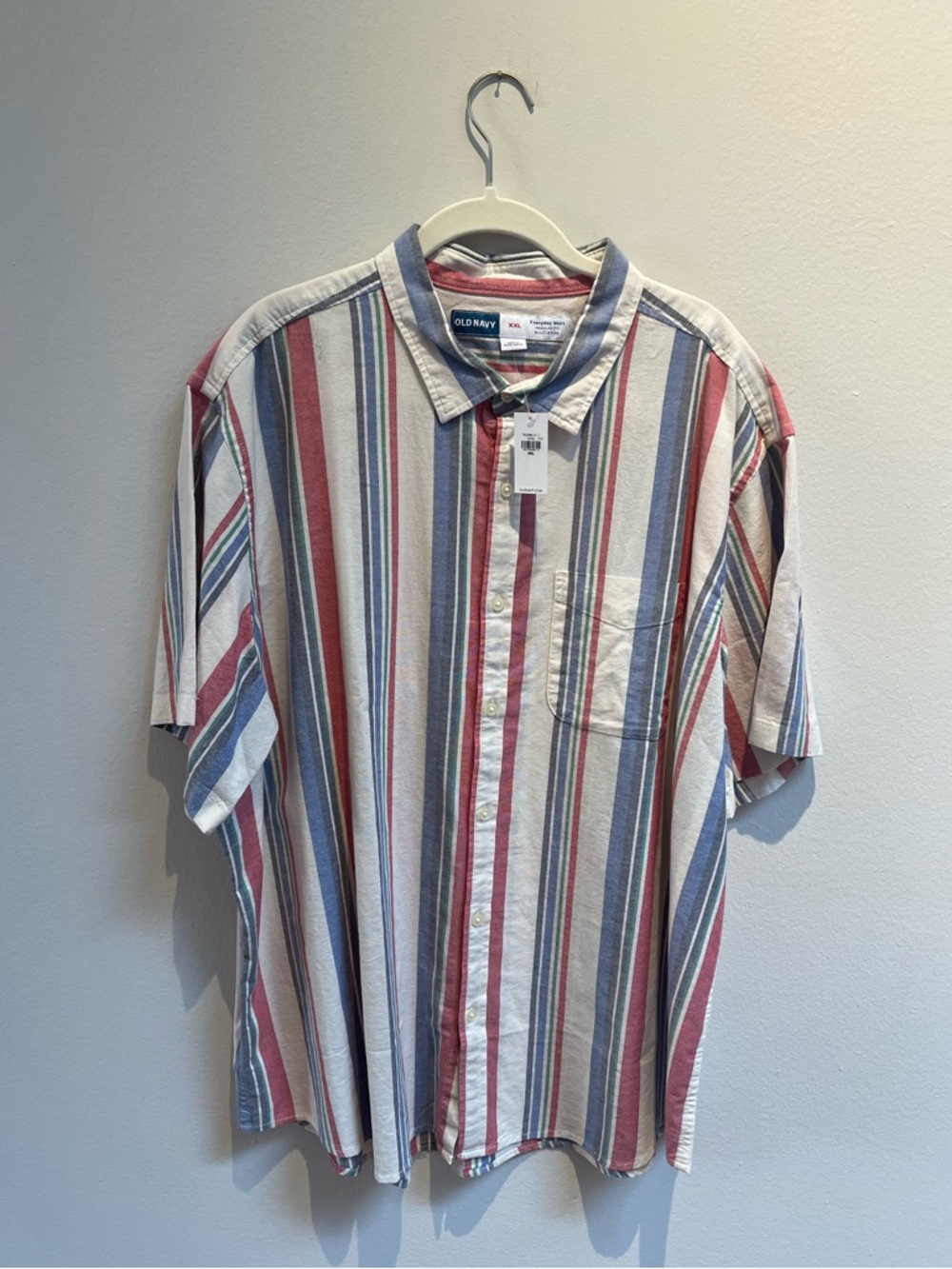 Old Navy Everyday Striped Oxford Short Sleeve Shirt XXL NWT
